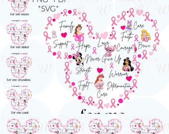 I wear pink for breast cancer awareness disney themed digital file