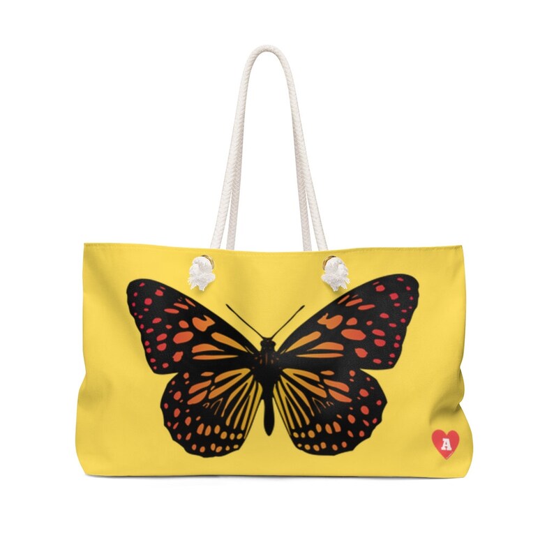Yellow Butterfly on Yellow Weekender Bag