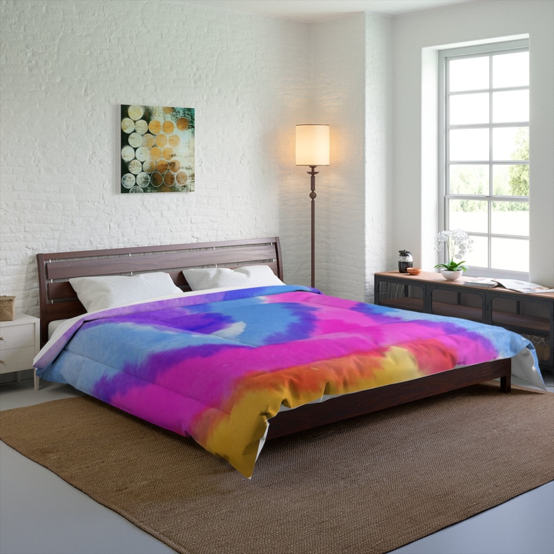 Rainbow Tie Dye Comforter King 104 x 88 Etsy