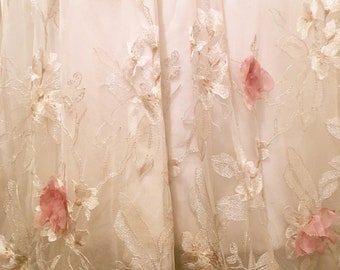 Floral Emboidered Soft Tulle Bridal Skirt - Sample - 27.5" Waist