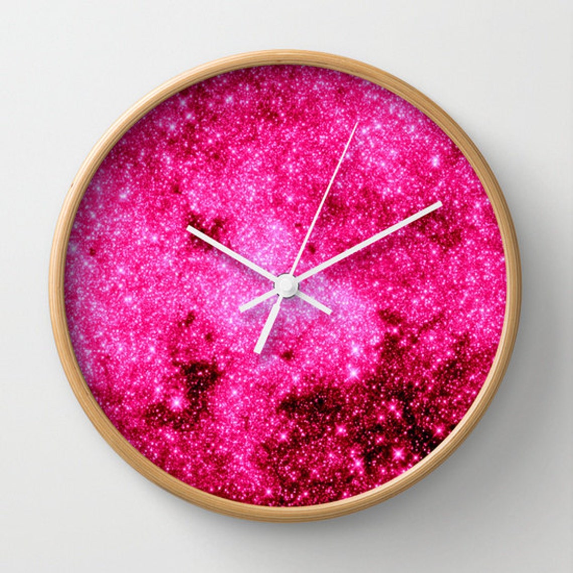 Pink Clock Galaxy Clock Sparkle Stars Clock Hot Pink Clock Etsy