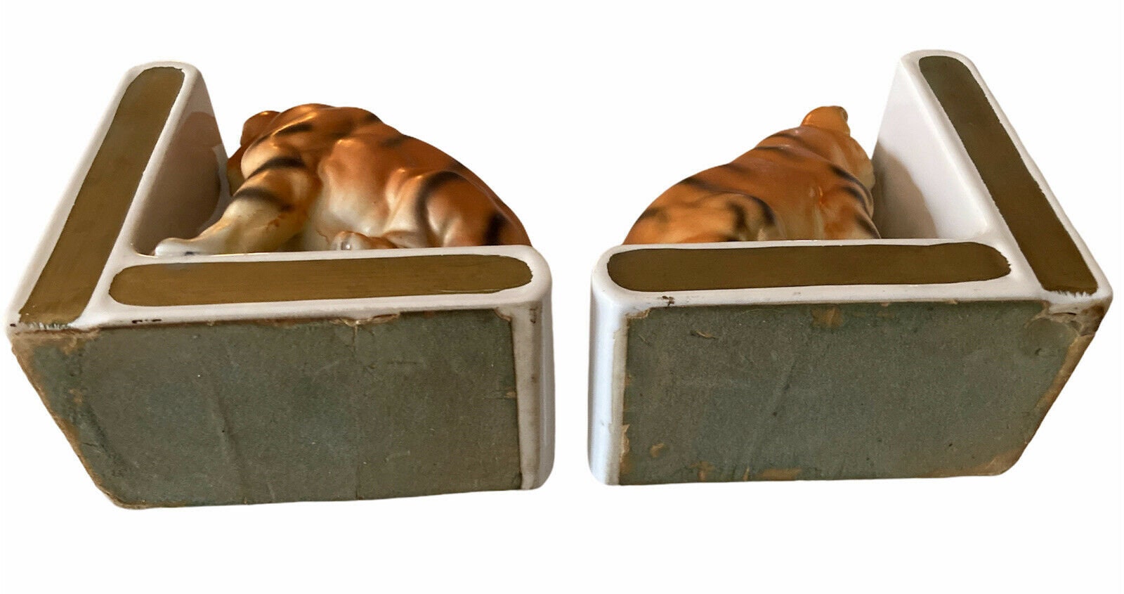 Lefton Tiger Cubs Ceramic BookEnds Japan Tigers Decor Book Etsy