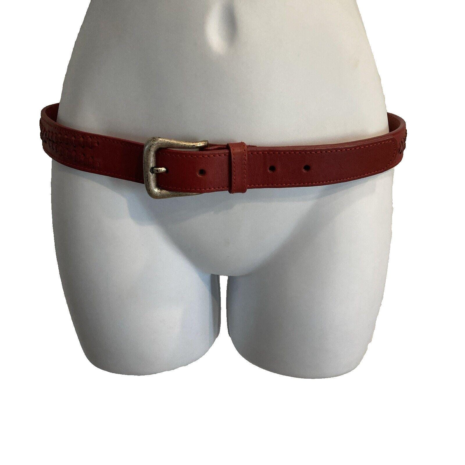 Vintage MILOR Red Leather Belt Womens Size ML Braided 