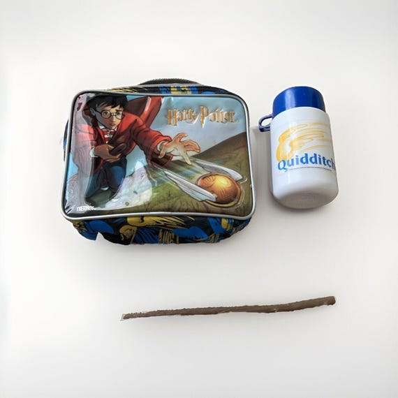 Vintage Original 2001 Harry Potter Quidditch Soft Lunch Box Bag Thermos Wand Etsy