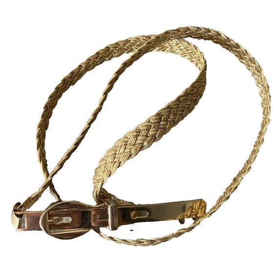 Vintage Gold Tone Thin Weaved Braided Stretch Belt Womens  display picture 2