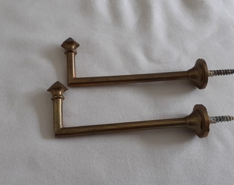 Pair of French vintage brass curtain tie back hooks 10 cm  (19219-20-21-22) WD