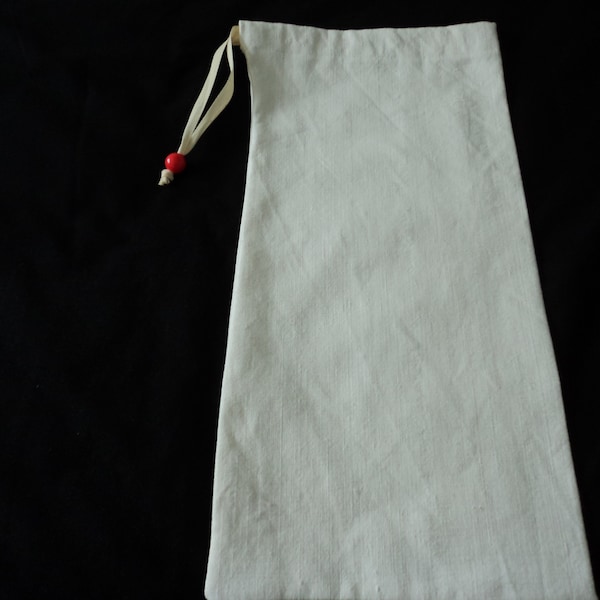 French handmade reusable metis linen bread / storage bag - sac a pain (10577-10578) AA1