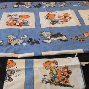 Belgian vintage Roba cartoon Boule & Bill cotton flat sheet and matching traversin / bolster pillowcase (17091) G