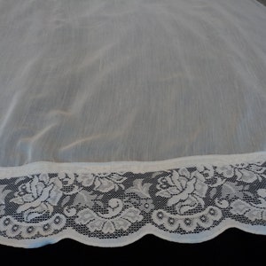 French creamy white linen and polyester window / door curtain with a lace trim  (14289-14290) G31