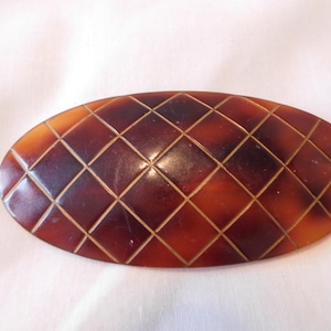 French vintage brown hair clip / barette (18935) DR5