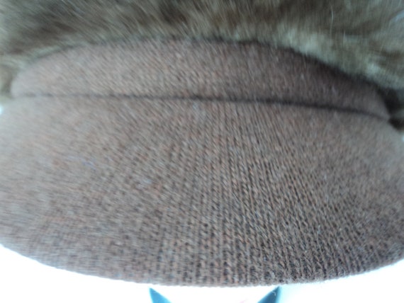 French vintage brown faux fur lined peak hat  (08… - image 5