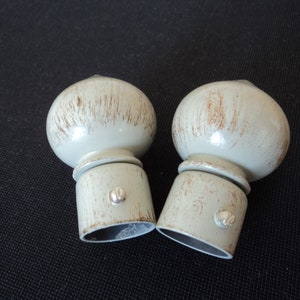 A pair of French vintage grey and copper coloured metal curtain pole finials for a 20 mm pole (12138-13321) G43