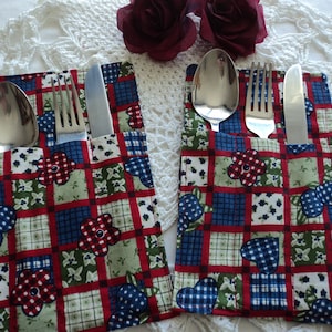 Set of two handmade cotton flatware/ silverware/ cutlery holder (09974) G70 vp