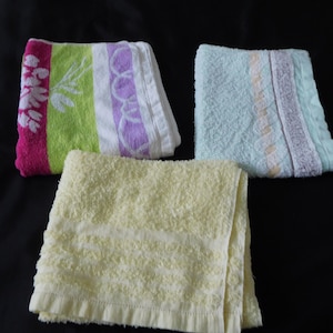 Three French vintage cotton assorted hand towels  (17812) G7