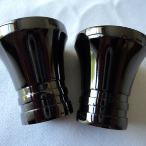 A pair of French brass with black nickel plate curtain pole finials for a 20 mm pole (10910) G43