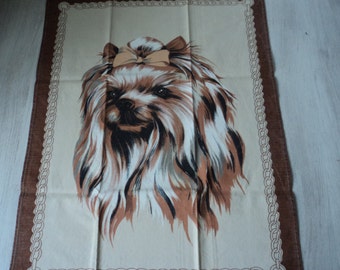 Italian vintage cotton printed dog tea towel  (03613) Q