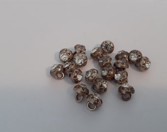 French vintage set of twenty lovely metal and diamante small craft buttons (19526) Z1