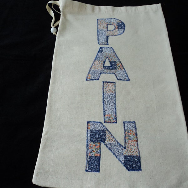French handmade vintage metis linen bread bag - sac a pain (08241-42) AA1