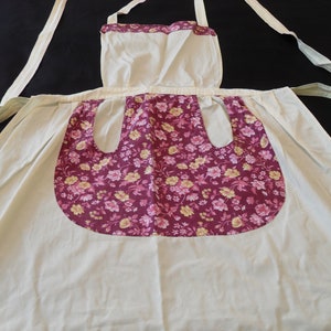 French vintage lemon cotton hand made kitchen apron (16145) L1