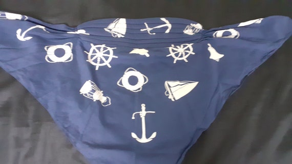 Vintage nautical themed navy blue bandana / head … - image 5