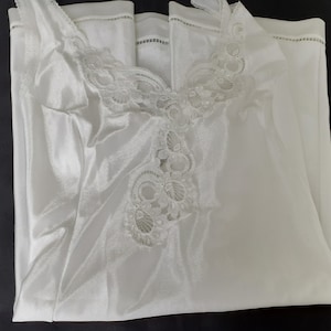 French vintage white polyamide and lace long underskirt / petticoat size FR50   (19392) UB2
