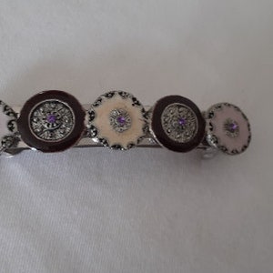 French vintage handmade metal and enamel hair clip / barette (19097) DR5