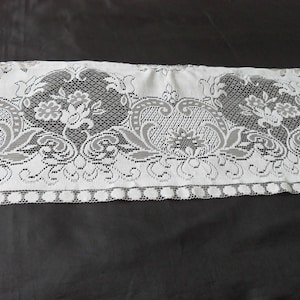 French vintage hand made two toned lace curtain / pelmet  180 cm width x 43 cm length   (16131-16132) G56