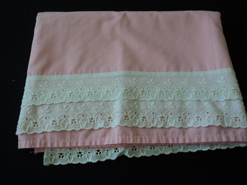 French Vintage pink cotton babies cot sheet 08301