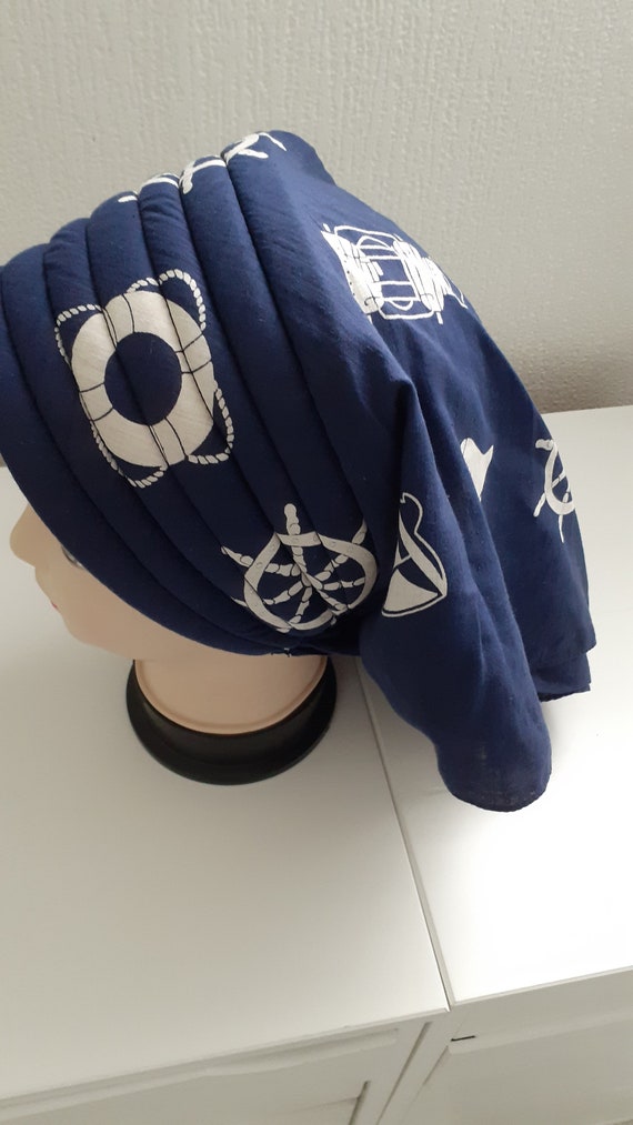 Vintage nautical themed navy blue bandana / head … - image 1