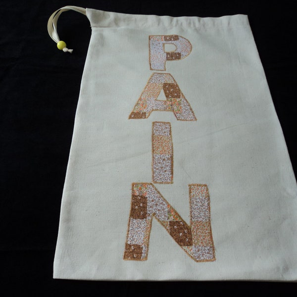 French handmade vintage metis linen bread bag - sac a pain (08239-40) AA1