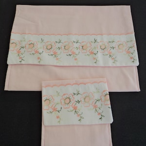 Set of two handmade French vintage fully lined cotton lingerie / nightdress cases/ gift bags (11684-11685) G44  vp
