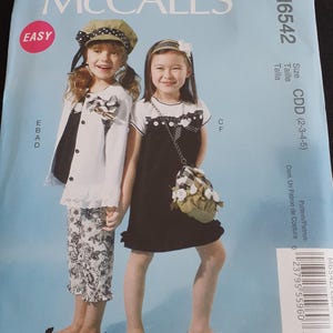 McCall&#39;s unused sewing pattern for girl&#39;s sizes 2-5 or 6-8 (M6542)    (19914-15)