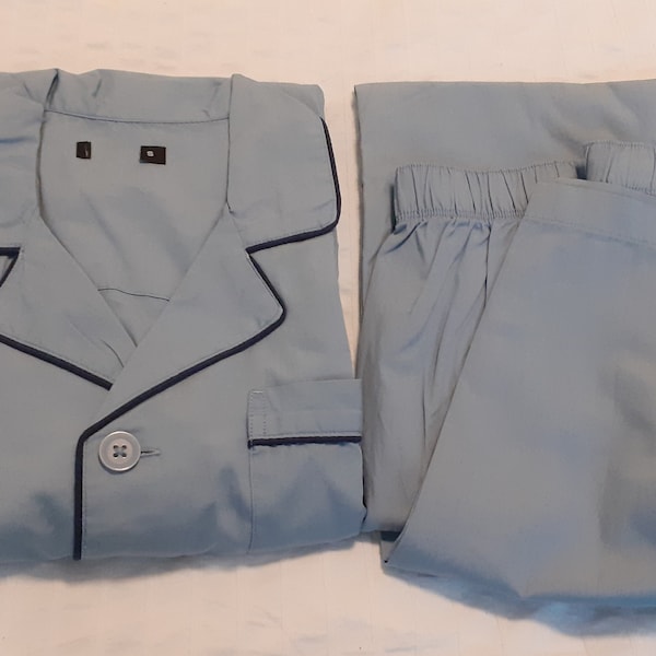 French unworn men's 100% light blue cotton pyjamas assorted sizes  (18650-55-18648-49) HW