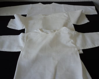 Three French vintage white cotton babies blouses / vests / undergarments  (09939) T3