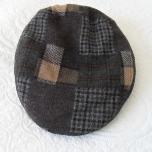 French vintage Meteo Gti men's grey plaid wool cap size 59 (17096