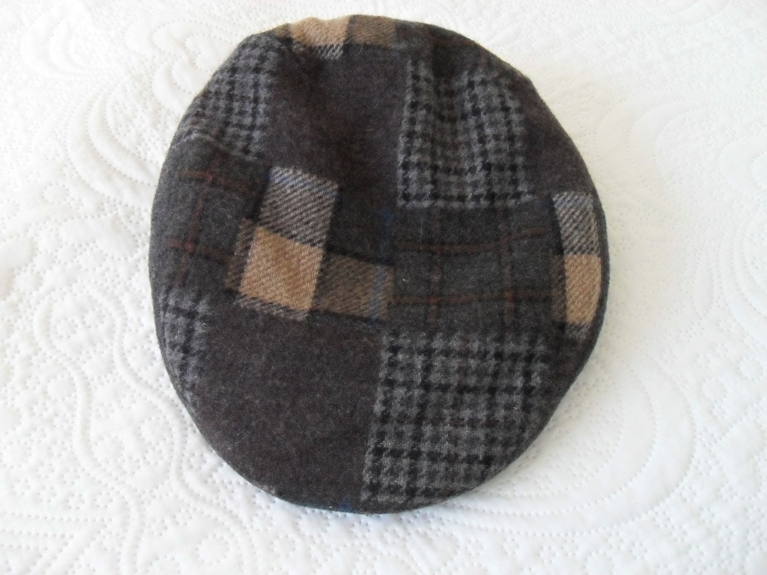 METEO 帽子 French vintage Meteo Gti men's grey plaid wool cap size 59 (17096