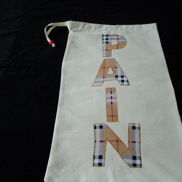 French handmade vintage metis linen bread bag - sac a pain (08238) AA1