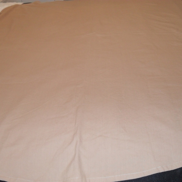 Vintage light brown cotton round table cloth 180 cm in diameter   (14992)  A1