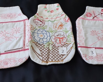 Choice of handmade hot water bottle cover with French vintage embroidery detail (19212) G47