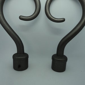 A pair of French vintage steel coloured metal curtain pole finials for a 20 mm pole (12121-12122)  G43