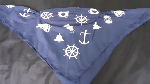 Vintage nautical themed navy blue bandana / head … - image 4