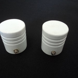 A pair of French vintage cylindrical white metal curtain pole finials for a 16 mm pole (12948-12950) B2 #