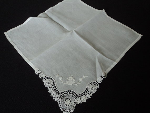 French vintage stunning handmade embroidered lace… - image 2