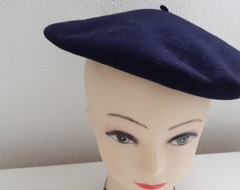 French Vintage Spleradios pure wool waterproof black beret size 53 (10)  (19303) AA4