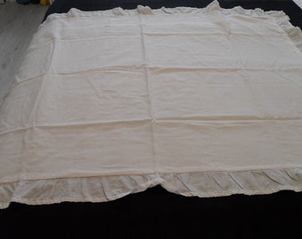 French vintage very large cotton pillow case with a frill  (15574) A1