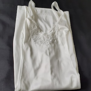 French vintage white polyamide and lace long underskirt / petticoat size FR50   (19391) UB2