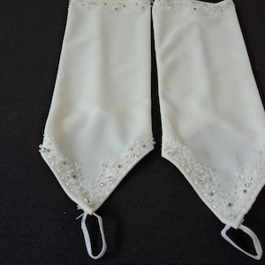 French vintage pale cream wedding mittens / gloves   (10760) B