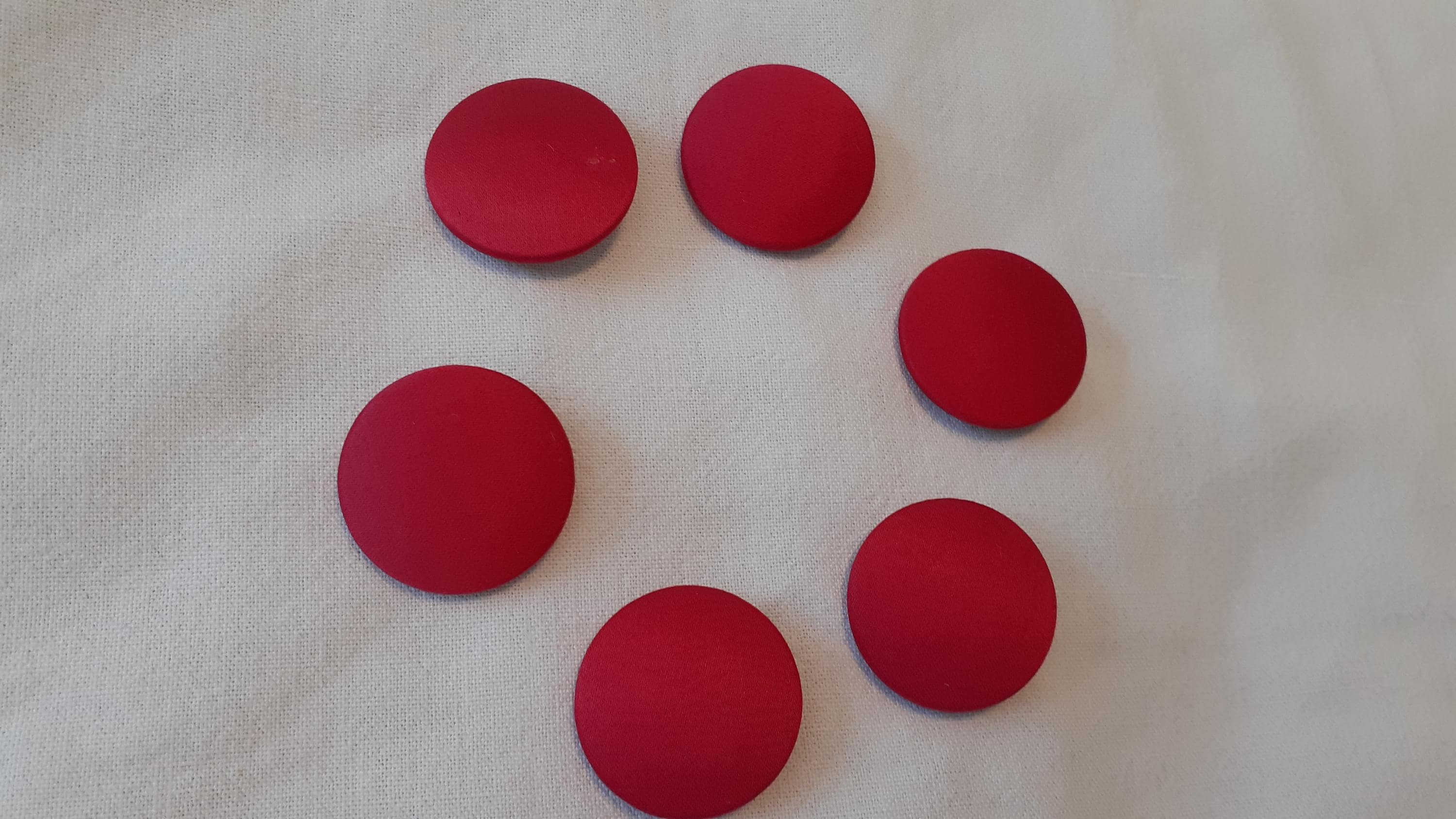 Set of six French vintage unused KOH_I_NOOR Waldes Paris cerise pink covered buttons 28 mm (19587-19588) Z1  vp