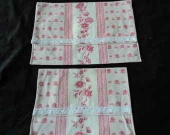 Set of two handmade French vintage cotton lined lingerie / nightdress cases/ gift bag (10001) G70