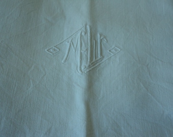 French vintage white metis embroidered large pillow case (05762) UB5